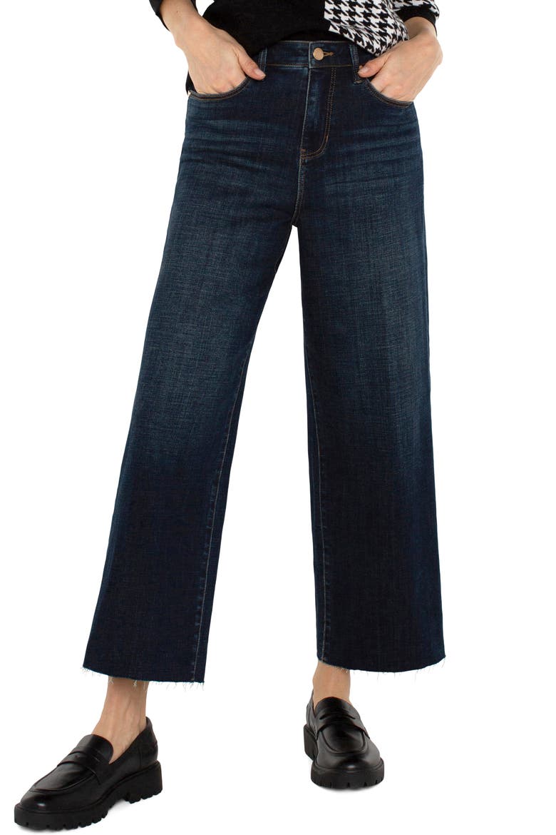 Stride Raw Hem High Waist Crop Wide Leg Jeans, Main, color, EASTMOOR