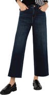 Liverpool Los Angeles Stride Raw Hem High Waist Crop Wide Leg Jeans