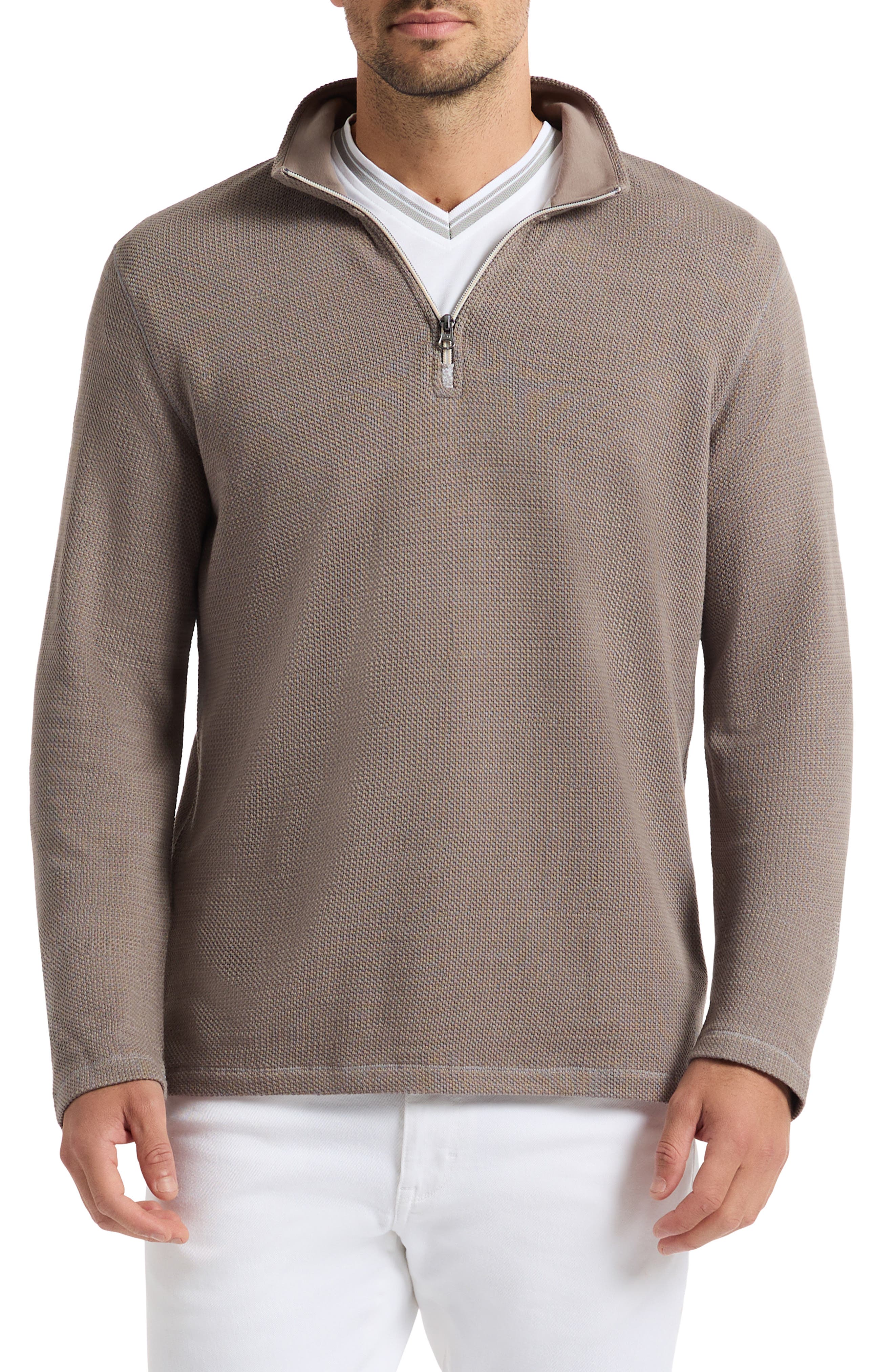 Robert Graham Griffin Cotton Blend Quarter Zip Pullover