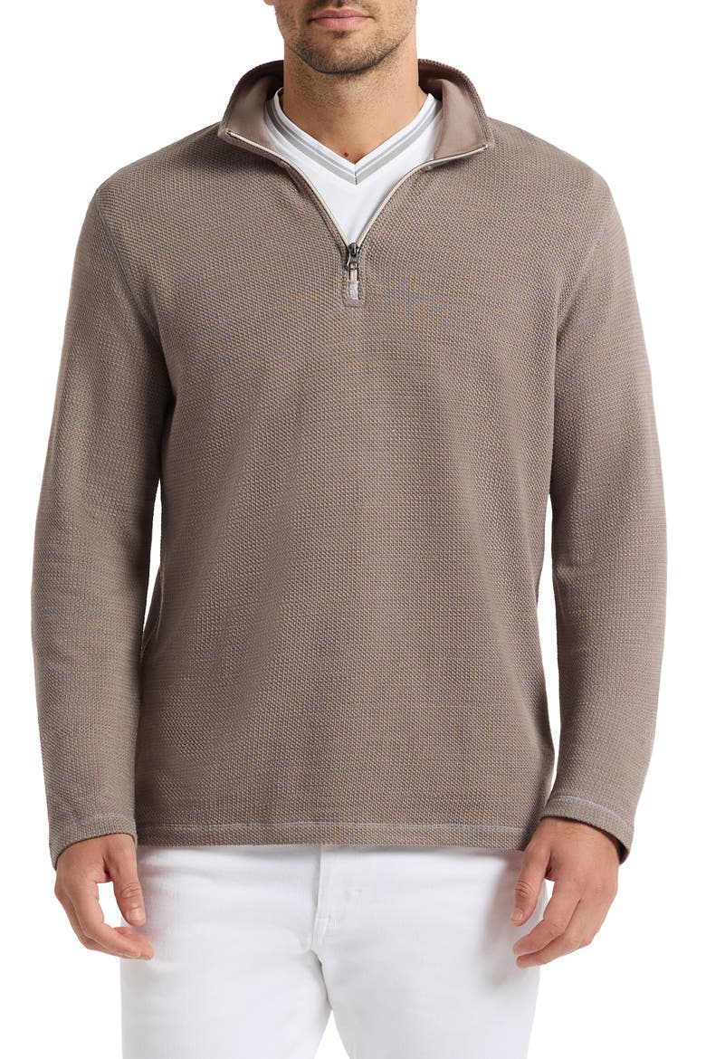 Griffin Cotton Blend Quarter Zip Pullover, Main, color, LIGHT GREY