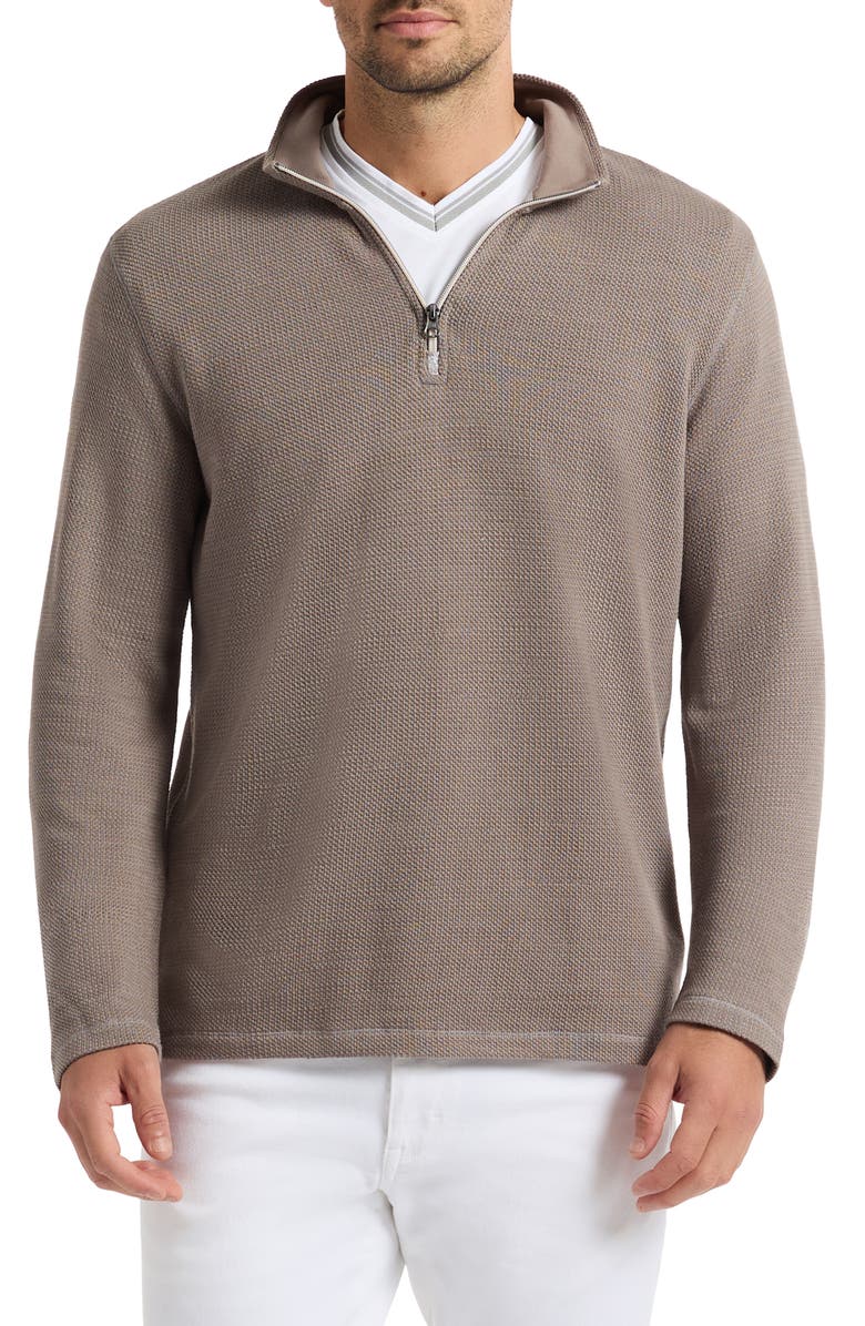 Robert Graham Griffin Cotton Blend Quarter Zip Pullover, Main, color, Light Grey