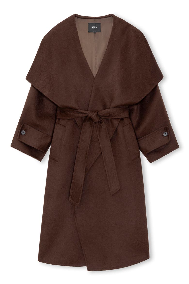 Celeste Wool Blend Belted Wrap Coat, Alternate, color, CHOCOLATE
