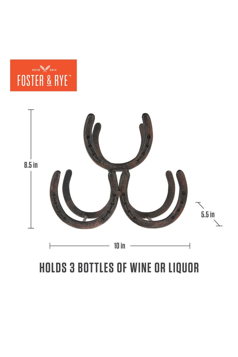 Horseshoe 3 Bottle Wine Rack, Alternate, color, Black