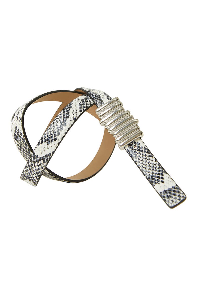 Vesna Mini Python Print Leather Belt, Alternate, color, BLACK WHITE SILVER