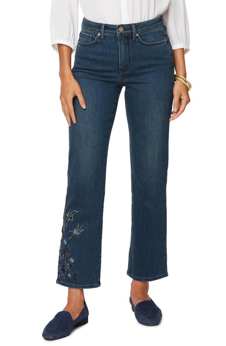 NYDJ Embroidered Relaxed Ankle Straight Leg Jeans, Main, color,