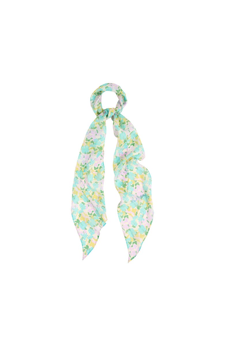 Lost Pattern "Rosebay" Silk Chiffon Neck Scarf, Main, color, Blue