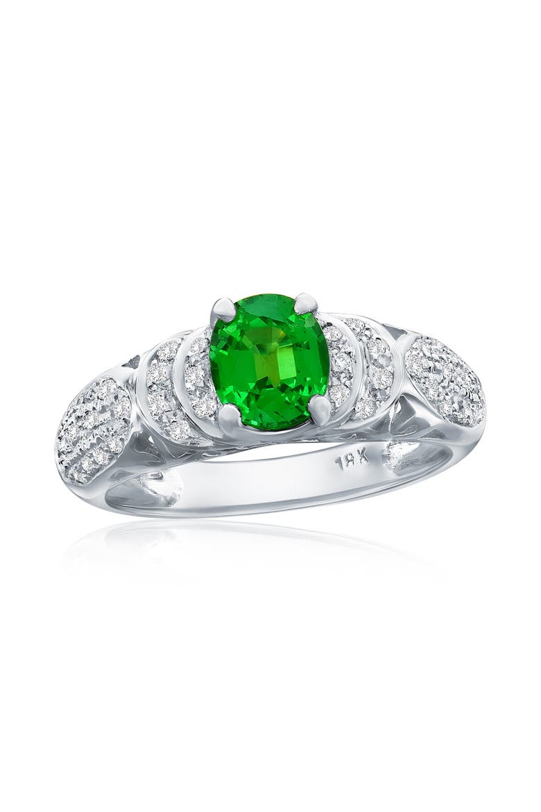 18K Gold Tsavorite Garnet & Diamond Ring, Main, color, Green