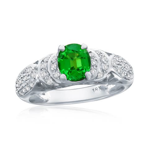 18K Gold Tsavorite Garnet & Diamond Ring