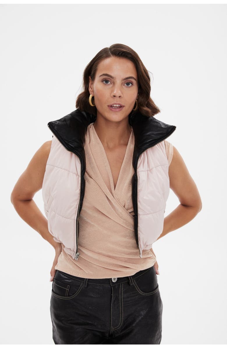 Furniq UK Antonia Leather Vest, Alternate, color, Black