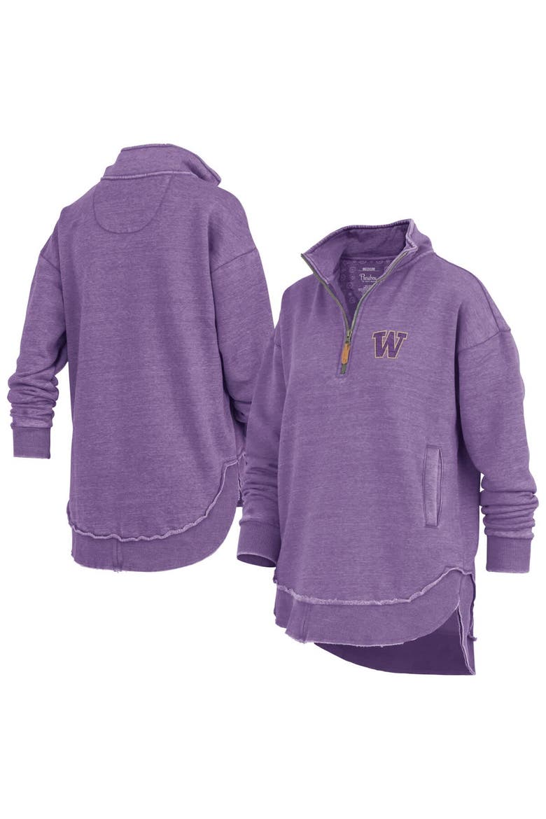 Women's Pressbox Purple Washington Huskies Northfork Sojourn Poncho Quarter-Zip Sweatshirt, Main, color, Purple
