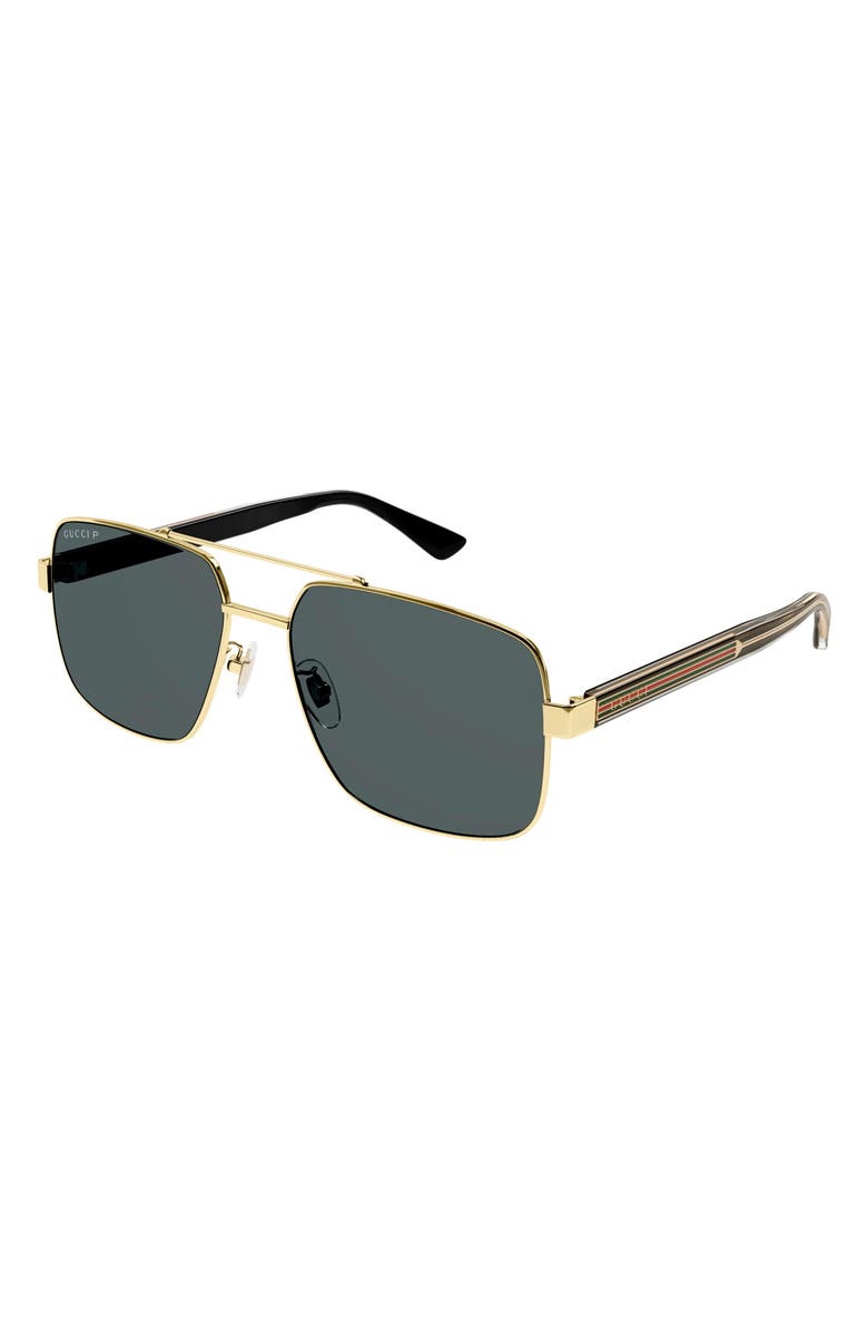 Gucci Polarized Aviator Sunglasses, Alternate, color, 