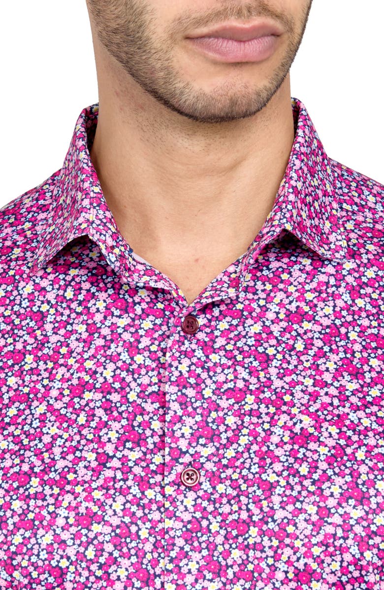 CONSTRUCT Micro Floral Print Performance Button-Down Shirt, Alternate, color, Multi