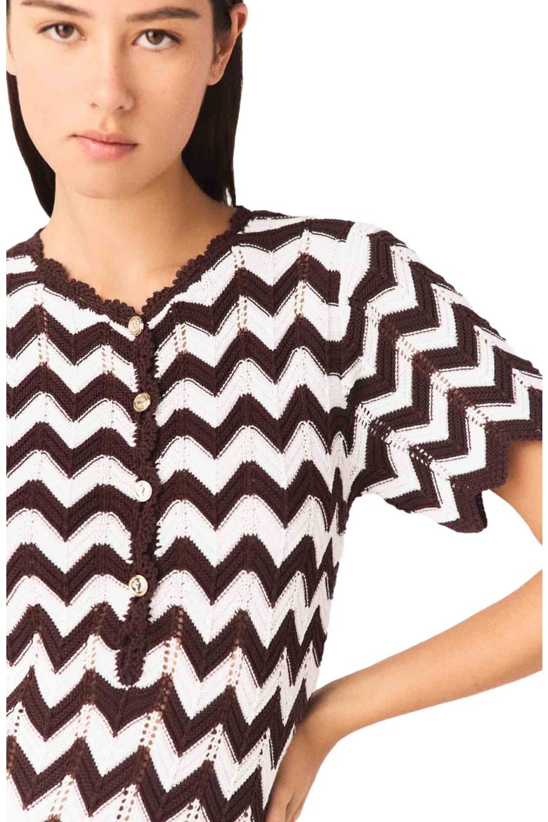 Zigzag crochet dress, Alternate, color, Brown/white