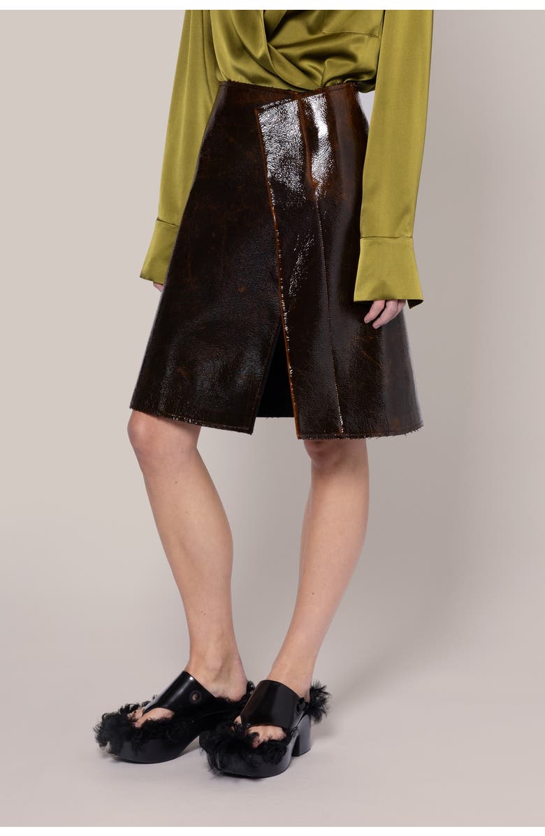 Roksanda Adil Faux Leather Skirt, Main, color, 302Gingerbread