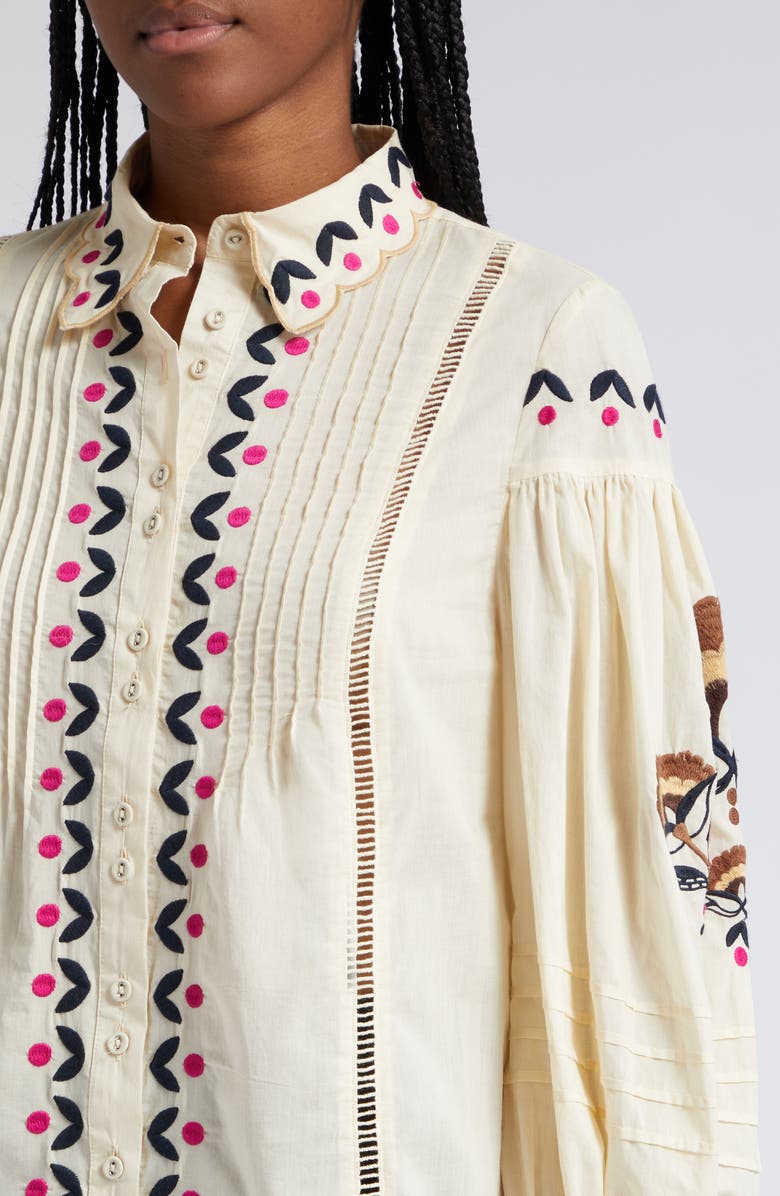 FARM Rio Palms Paradise Embroidered Cotton Shirt, Alternate, color, 