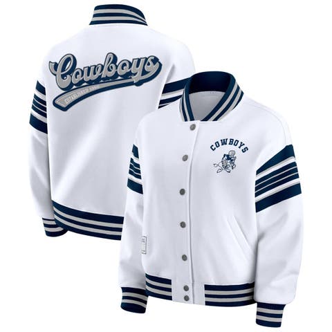 Women's WEAR by Erin Andrews White Dallas Cowboys Plus Size Full-Snap Fleece Sweatshirt Jacket