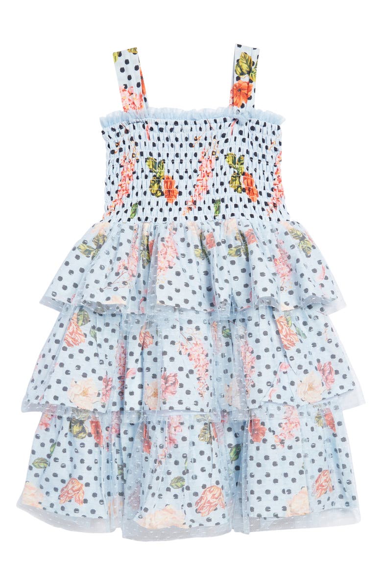 Marchesa Kids' Tiered Polka Dot Dress, Alternate, color,