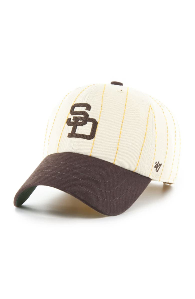 '47 Men's '47 x Rawlings Natural/Brown San Diego Padres Pinstripe Clean Up Adjustable Hat, Alternate, color, Natural