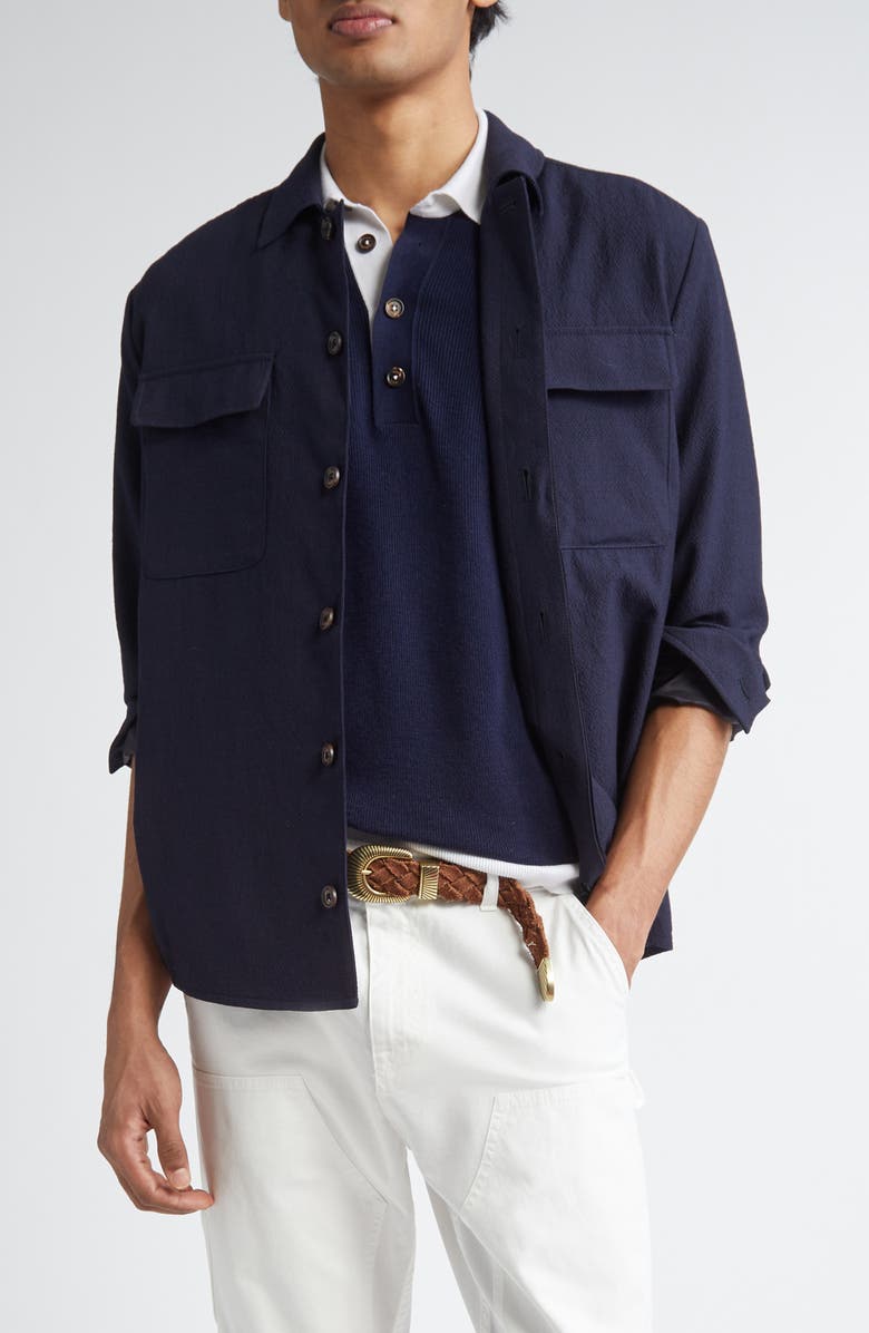 Eleventy Wool Blend Shirt Jacket, Main, color, 11 Blue