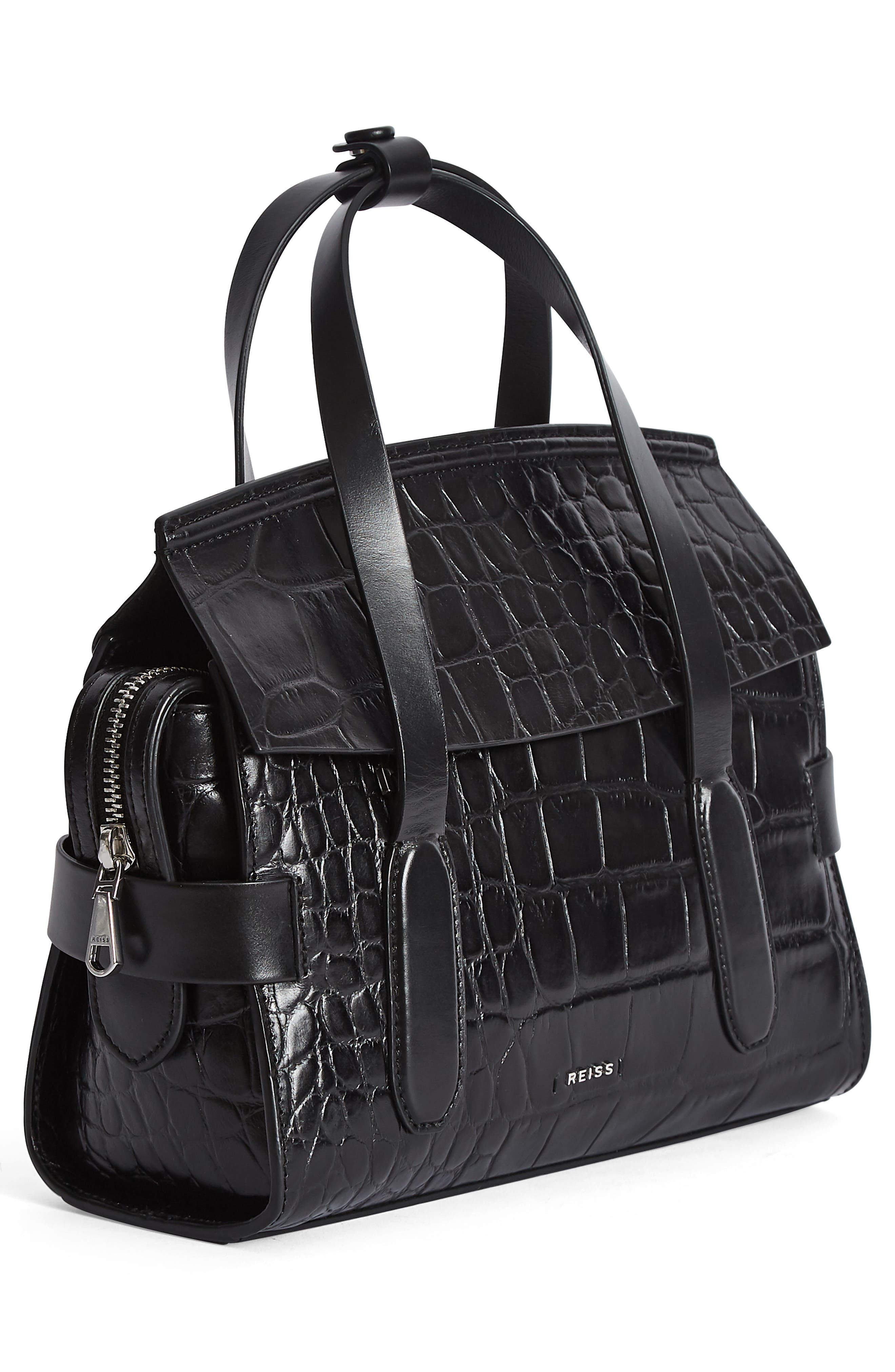 Reiss Sophie Croc Embossed Leather Crossbody Bag, Alternate, color, 