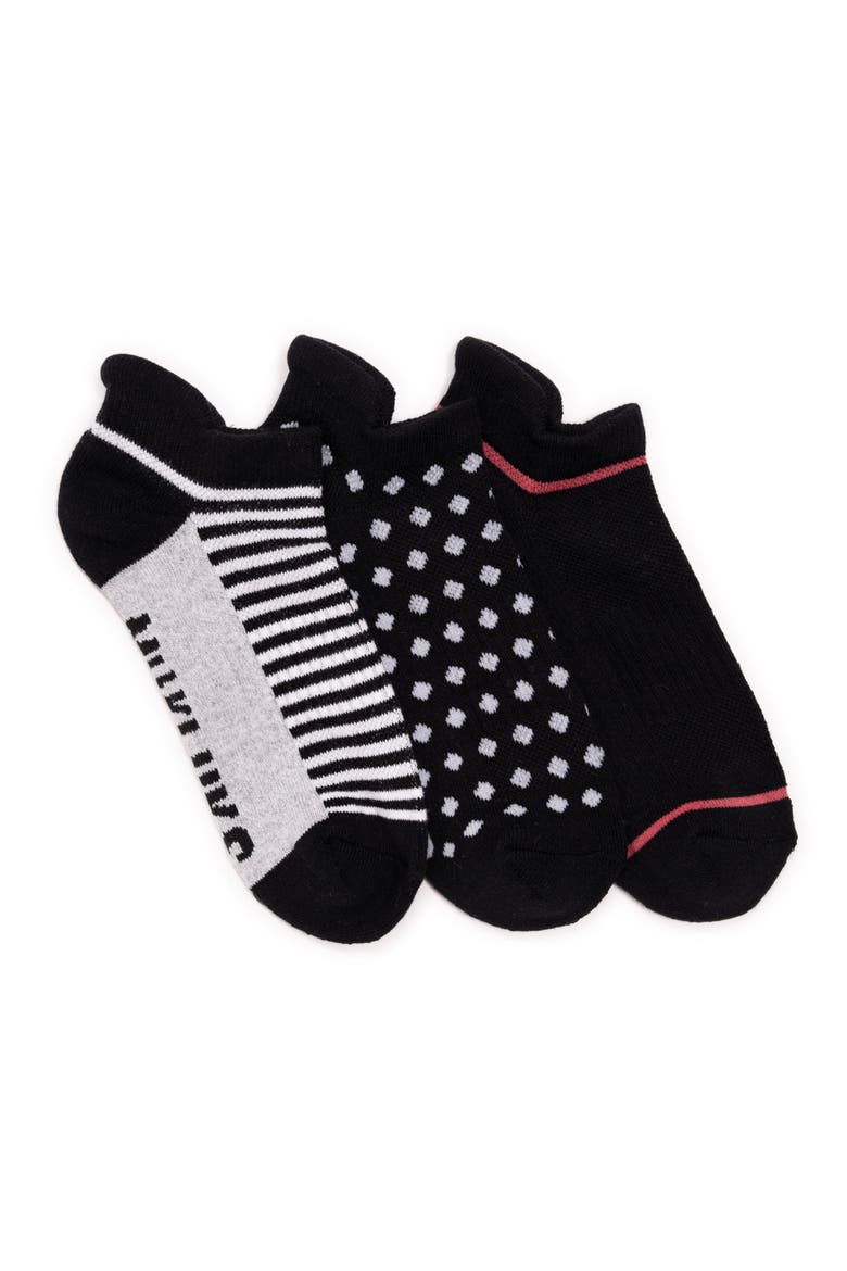 Cotton Compression Ankle Socks 3 Pair Pack, Main, color, Ebony