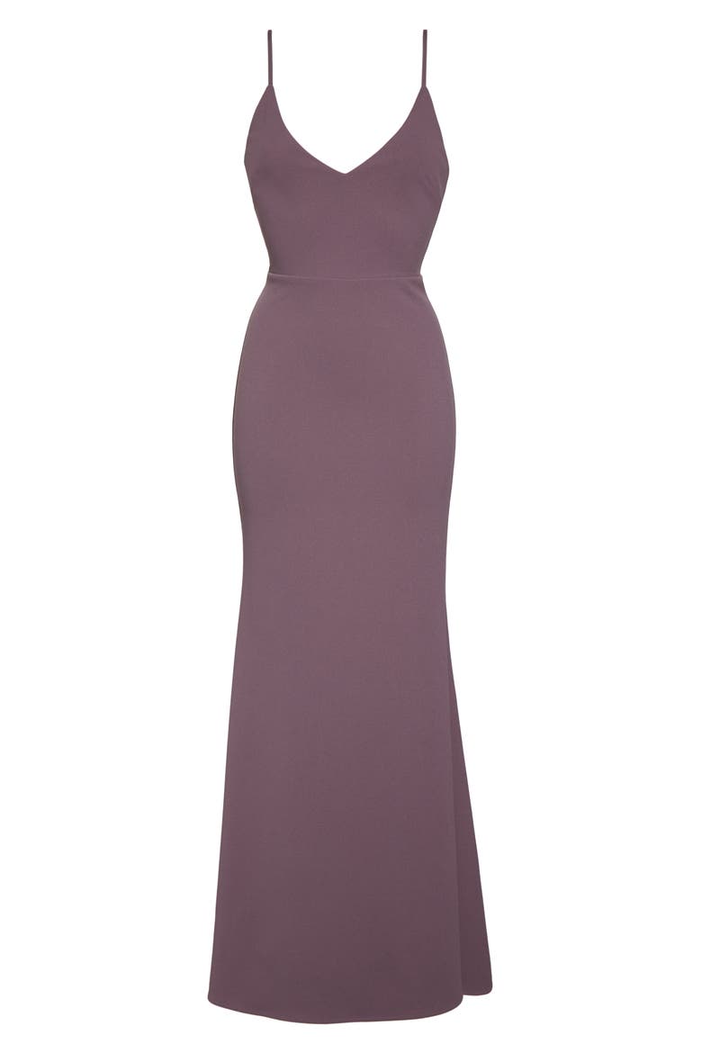 V-Neck Trumpet Gown, Alternate, color, DUSTY PURPLE