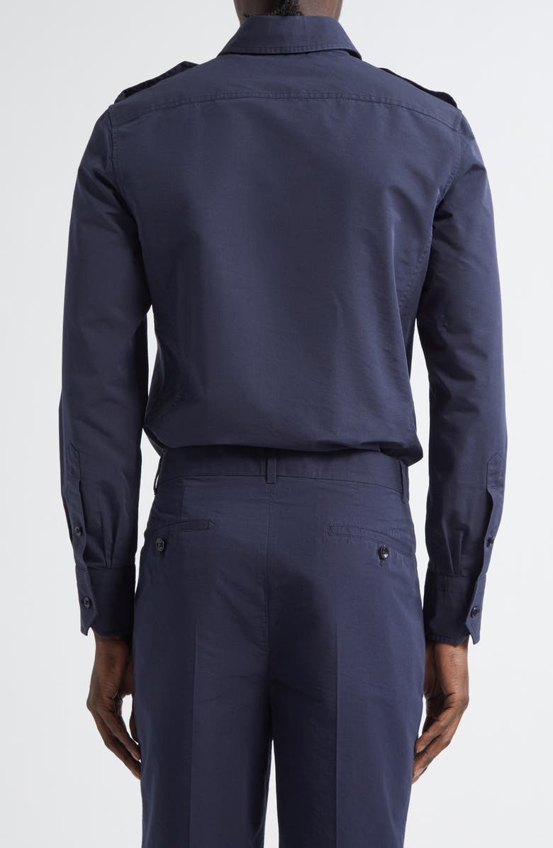 TOM FORD Fluid Cotton & Silk Poplin Western Shirt, Alternate, color, Hb825 Navy