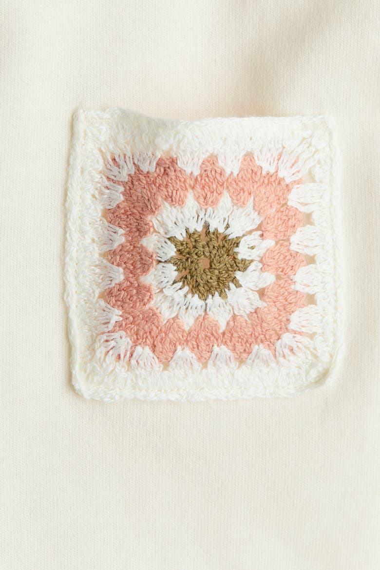 Pocket-detail Cotton T-shirt, Alternate, color, Cream