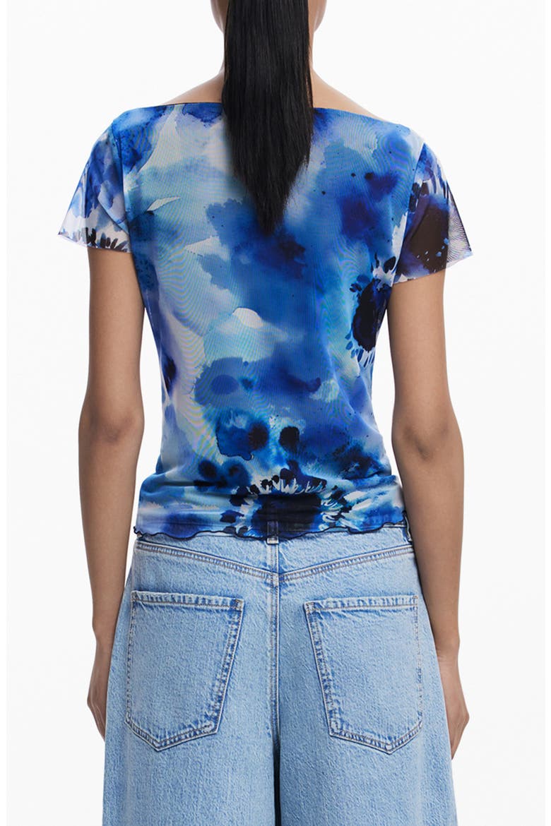 Boat Neck Mesh T-Shirt, Alternate, color, DARK BLUE