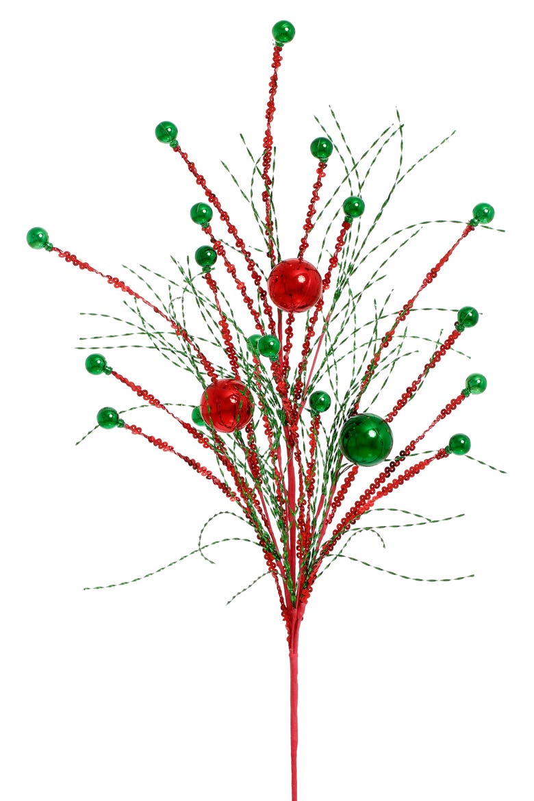 Mix Ball Tinsel Spray, Set of 12, Main, color, Red