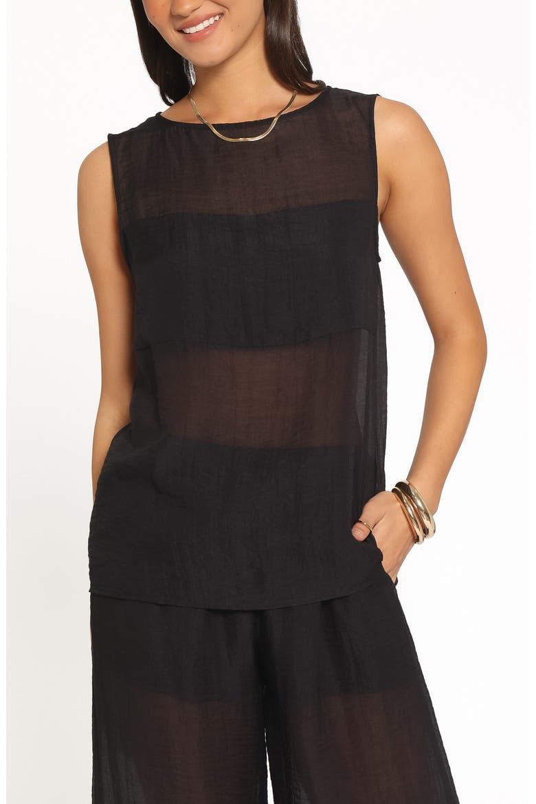 Vayla Paneled Sheer Top, Main, color, BLACK