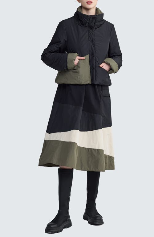 Luukaa Delora Cropped Panel Coat In Black