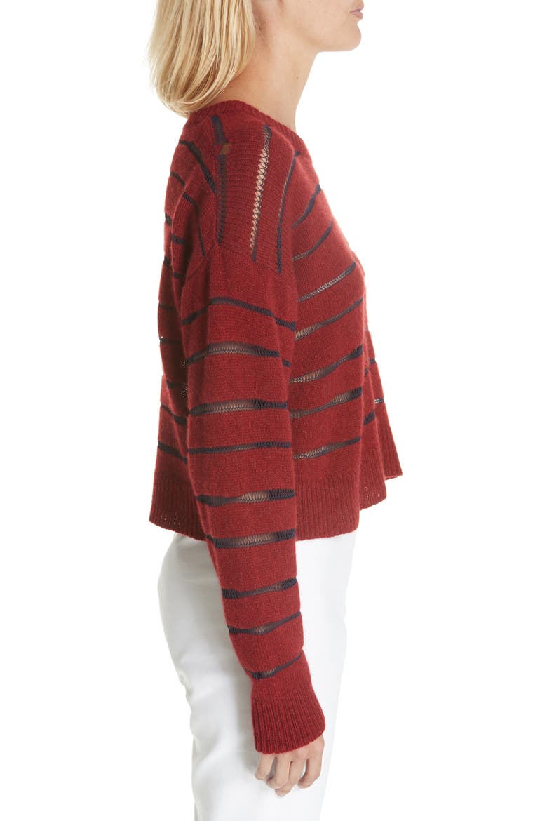 Penn Sheer Stripe Crop Sweater, Alternate, color, GREY/ WHITE