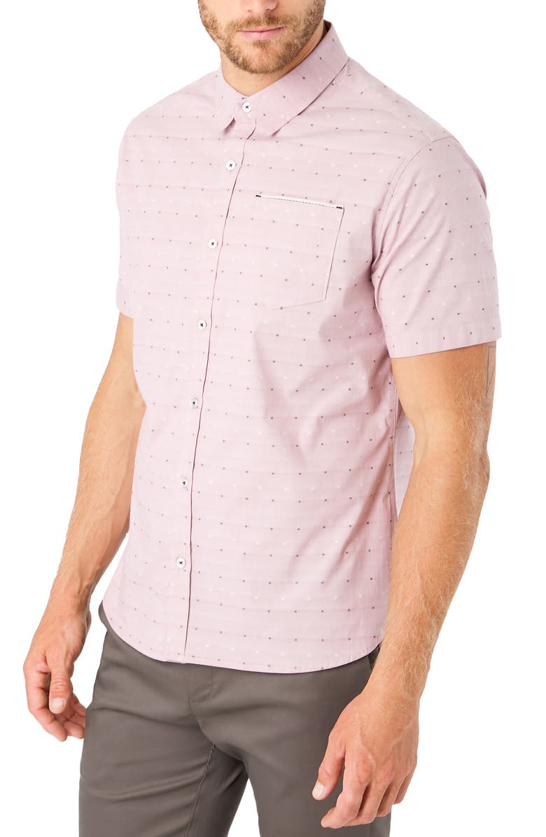 7 Diamonds Modular Mix Slim Fit Shirt, Alternate, color, Stone Rose