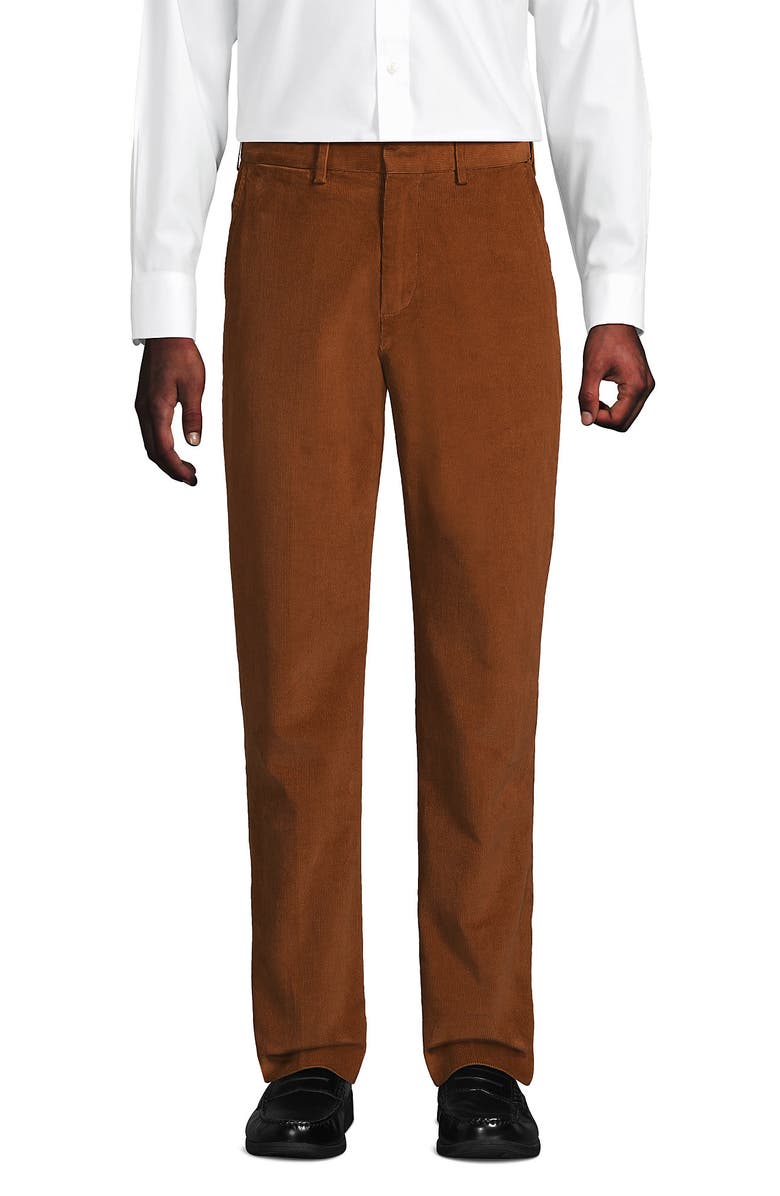 Lands' End Comfort Waist Stretch Fine Wale Corduroy Dress Pants, Main, color, Rich Ginger Brown
