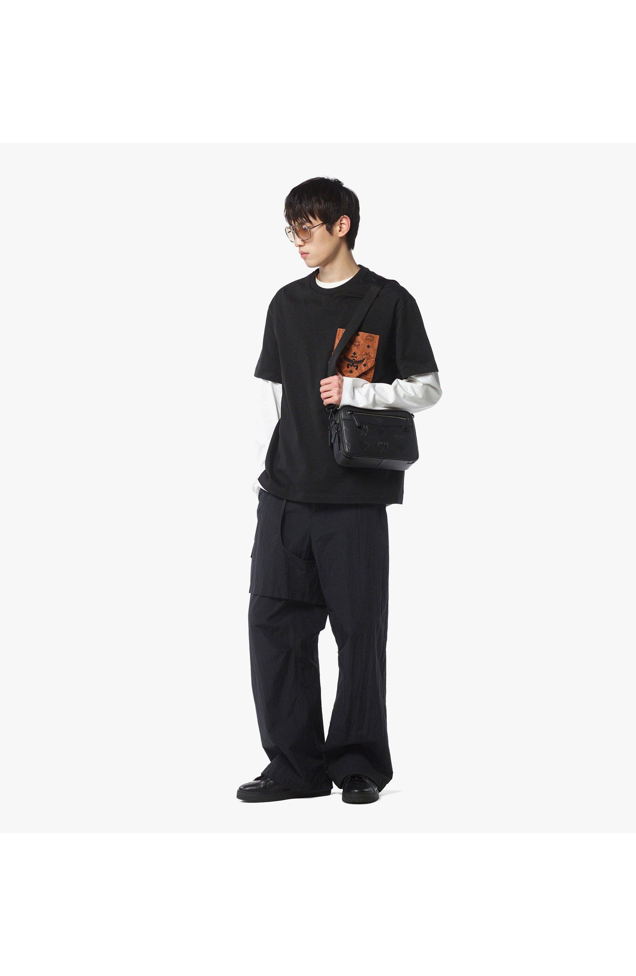 MCM Diamond Camera Bag in Maxi Monogram Leather, Alternate, color, Black