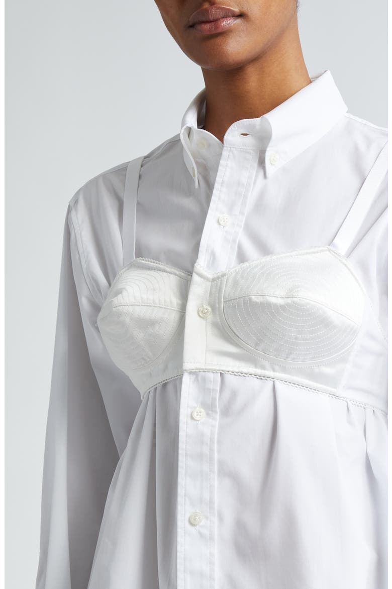 Bra Cotton Button-Down Shirt, Alternate, color, WHITE