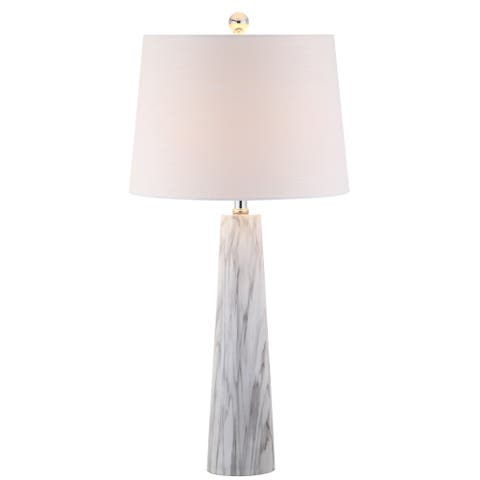 Bradley 29" Resin LED Table Lamp, White/Black Faux Marble