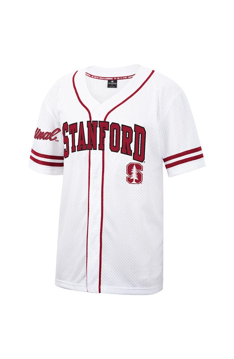 COLOSSEUM Men's Colosseum White Stanford Cardinal Free Spirited Mesh Button-Up Baseball Jersey, Alternate, color, 