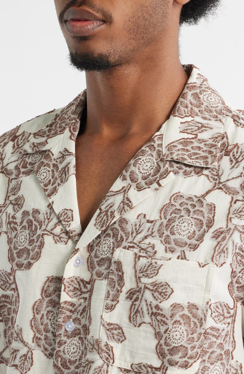 RIZORT Nathan Floral Cotton & Viscose Blend Camp Shirt, Alternate, color, Brown