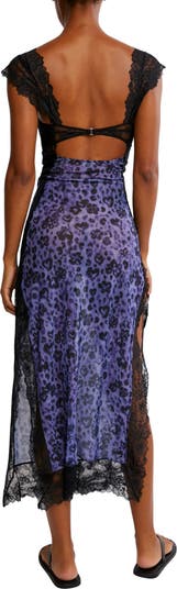 Suddenly Fine Floral Print Cutout Lace Trim Nightgown