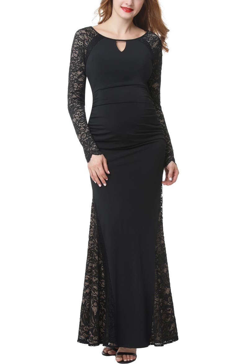 Bella Maternity Mermaid Maxi Dress, Main, color, Black