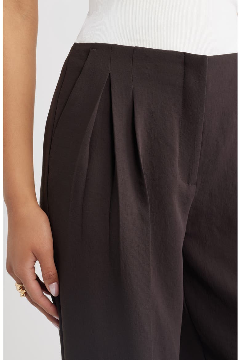 Curator Crepe Midrise Pleated Trousers, Alternate, color, BROWN GANACHE