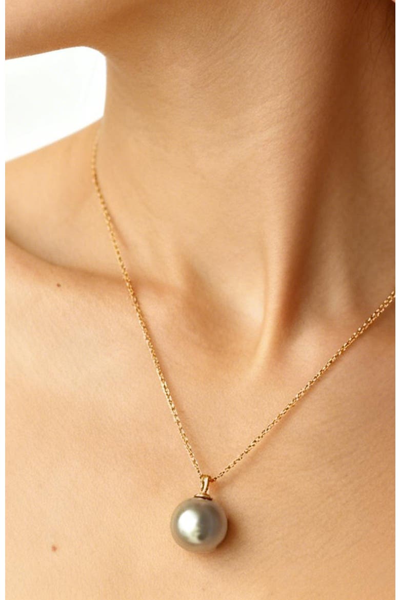 Retro Pearl Necklace, Alternate, color, Grey