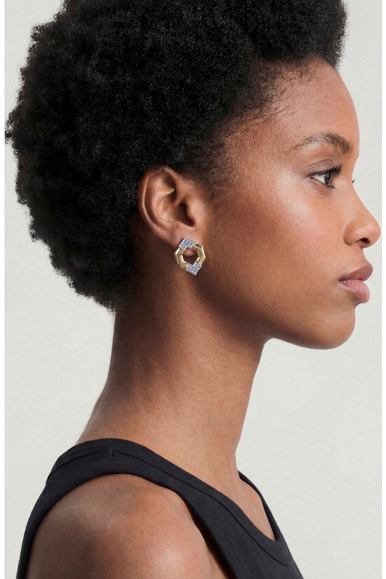 Hexagon Pavé Stud Earrings, Alternate, color, GOLD