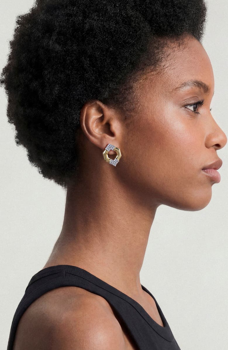 st. Moran Hexagon Pavé Stud Earrings, Alternate, color, Gold