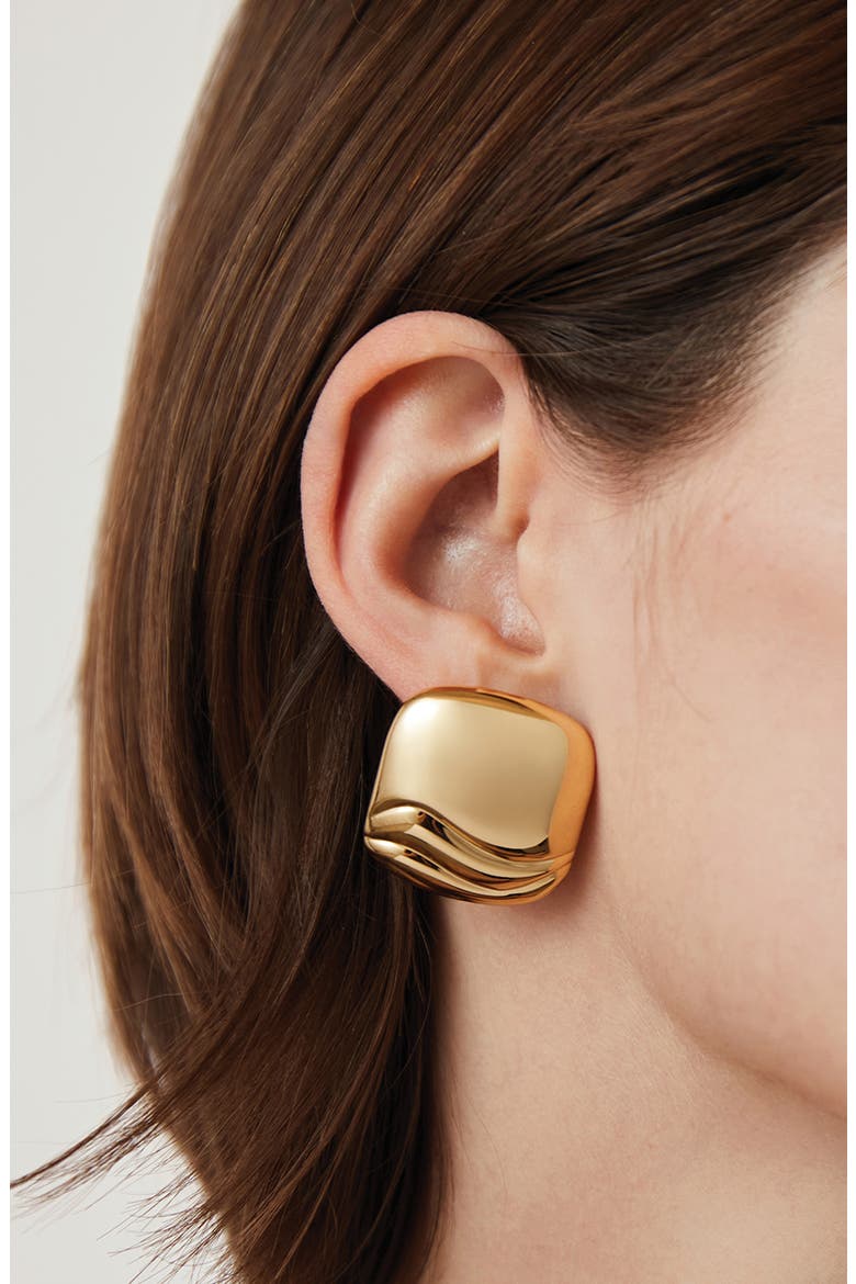 Rue Statement Button Earrings, Alternate, color, HIGH POLISH GOLD