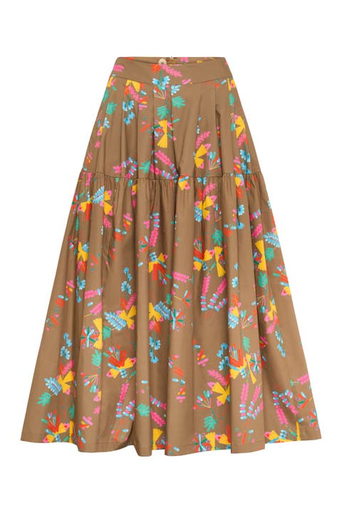 Printed Cotton Skirt With Pockets Print