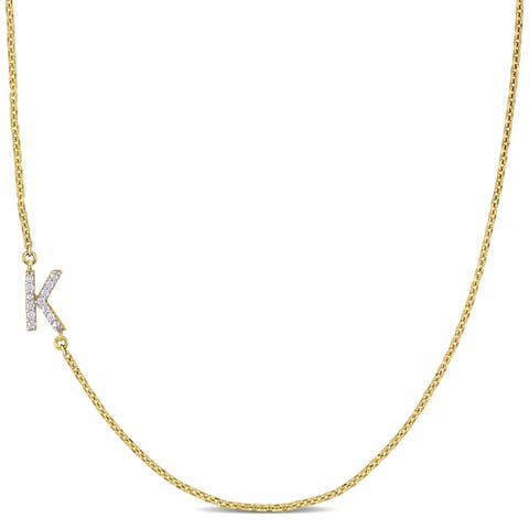 Diamond Initial Necklace 14k Yellow Gold