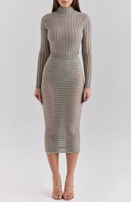 HOUSE OF CB Margo Stripe Sweater Skirt